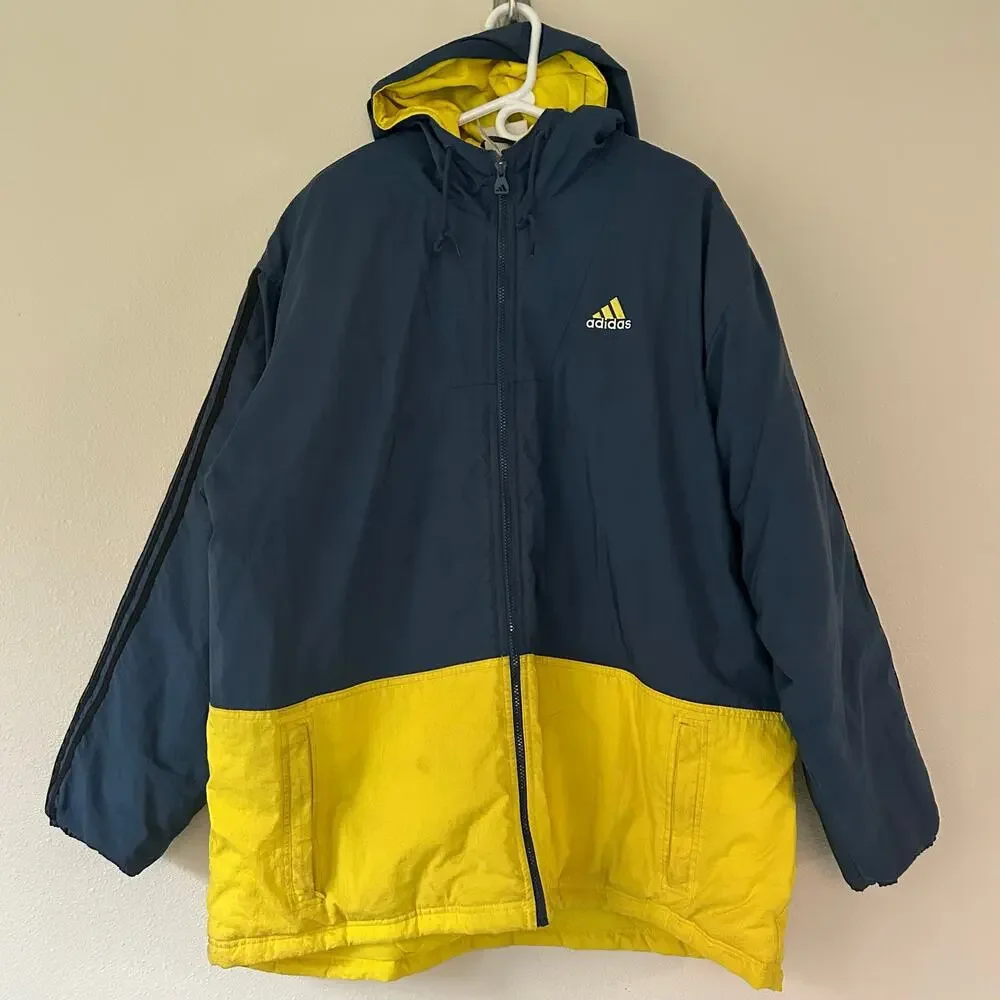 Vintage Adidas winter jacket full zip embroidered logo back 90s streetwear XL